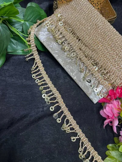 Zardosi Sequin Hanging Dulhan Latkan Lace - Gold